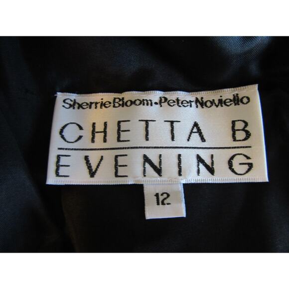 CHETTA B Black Rhinestone Embellished Long Sleeve 12 Lined Back Zip Dress BR47 - Picture 5 of 6